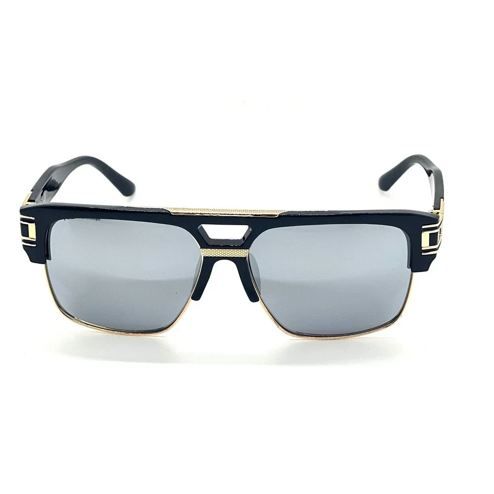 Aviator Sunglasses Mens Square Frame Gold Accents Fashion‎ Shades Driving Lentes